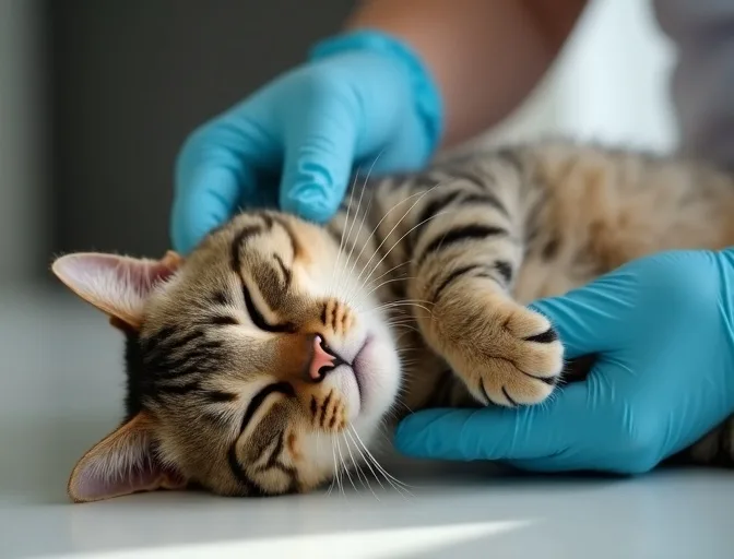 Specialist carefully handling a deceased cat with dignity in Anakie