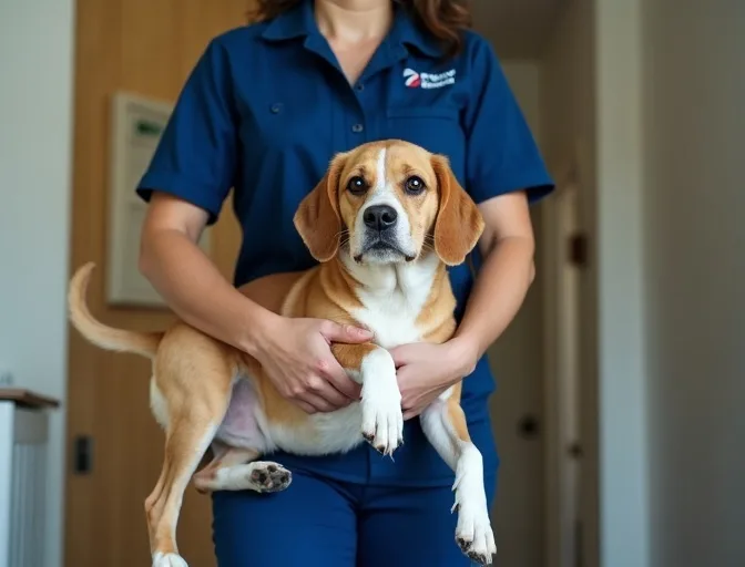 Technician respectfully transporting a deceased dog in Anakie